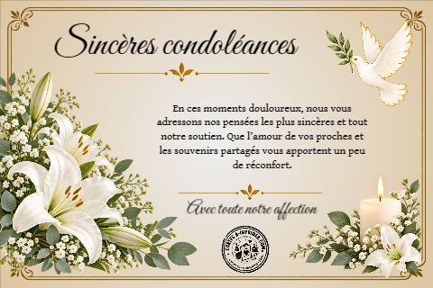 Aperçu de la carte Sincères Condoléances