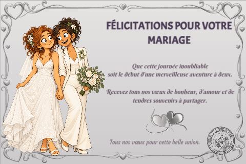 Félicitations pour votre mariage