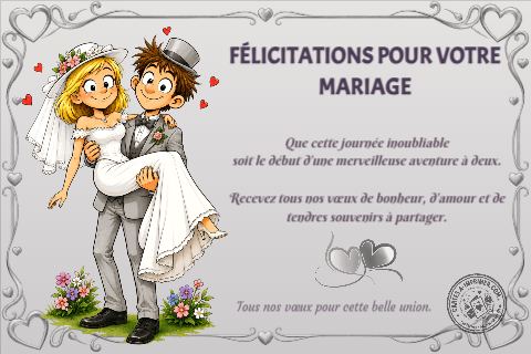Félicitations pour votre mariage
