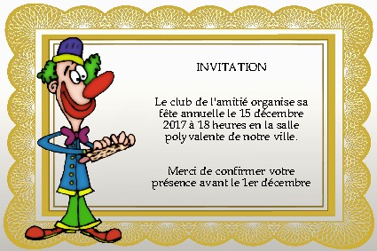 Un carton d'invitation pour une fte d'anniversaire d'enfant.